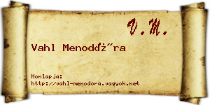 Vahl Menodóra névjegykártya